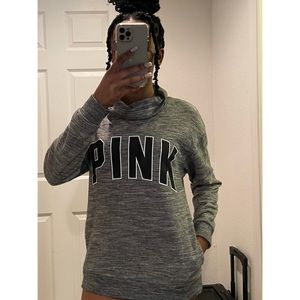 Heather grey PINK cowl neck